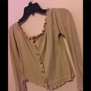 Pink Long Sleeve Crop Top | XL